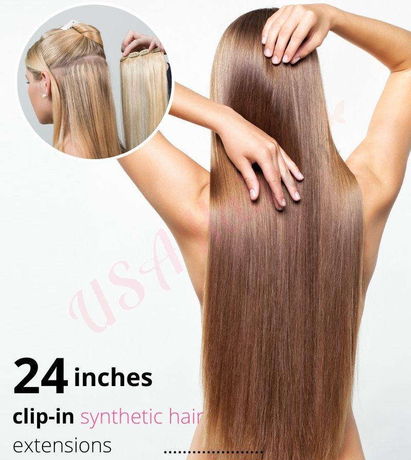 24 inch Clip in hair extensions Fake Hair Synthetic Hair 24 inch