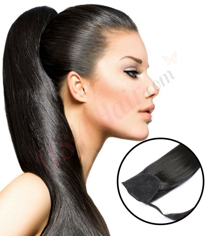 Black / Brown (#1b) Wrap PONYTAIL extension synthetic hair 20 inches
