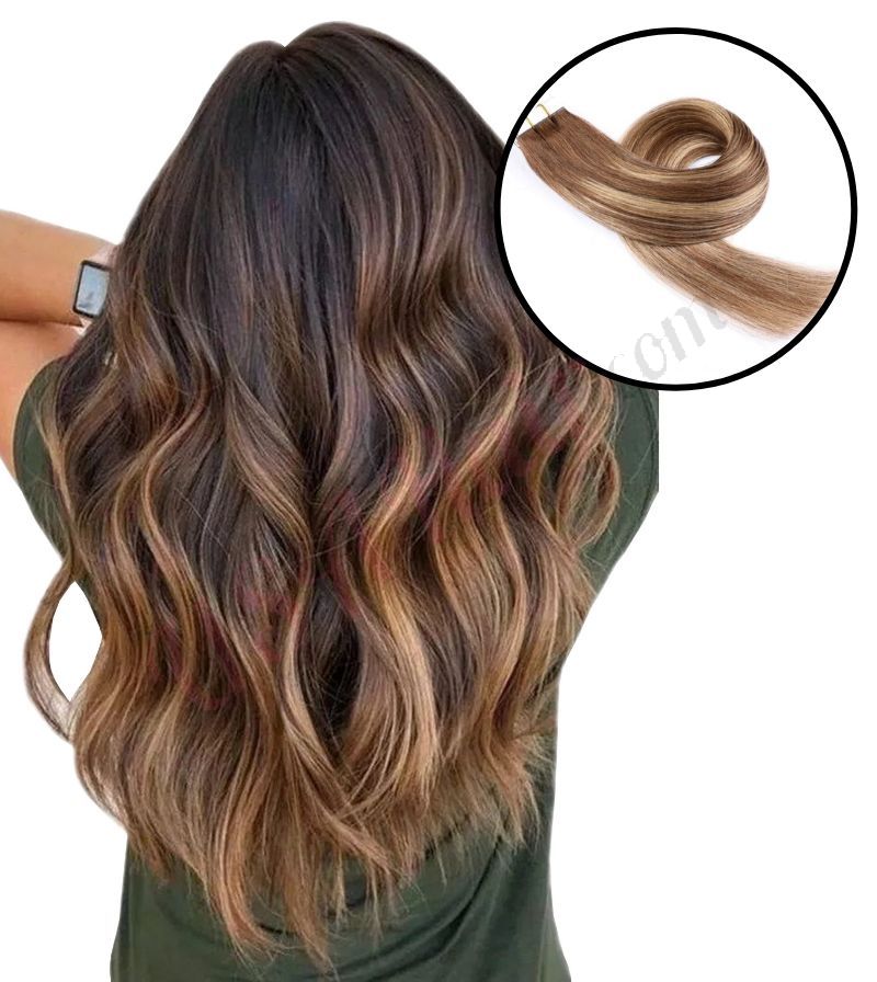 Highlighted Tape-in Hair Extensions - Remy Human Hair