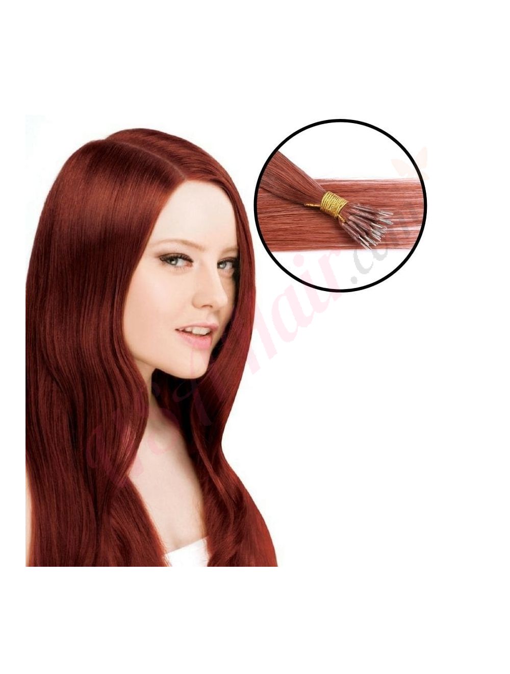Dark Auburn #33 Nano-rings Hair Extensions (Nano-Beads) - Human Hair