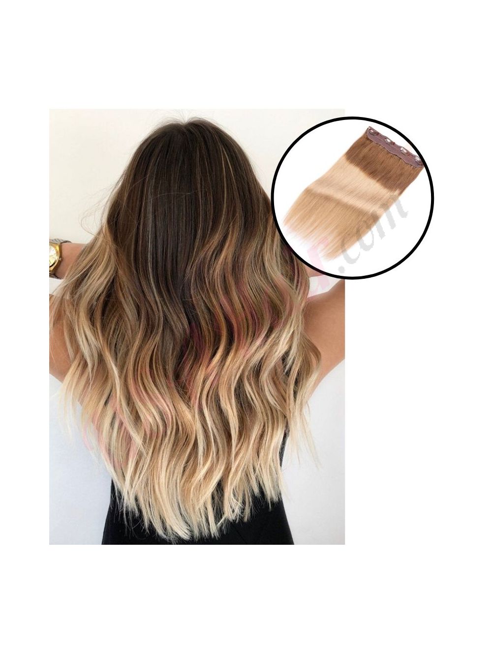 Ombre Blonde Invisible Wire hair extensions 100% real hair (human hair)