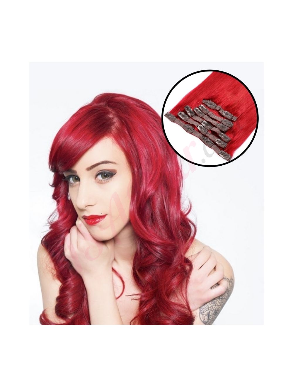 Red CLIP IN hair extensions 100% real hair (human hair)
