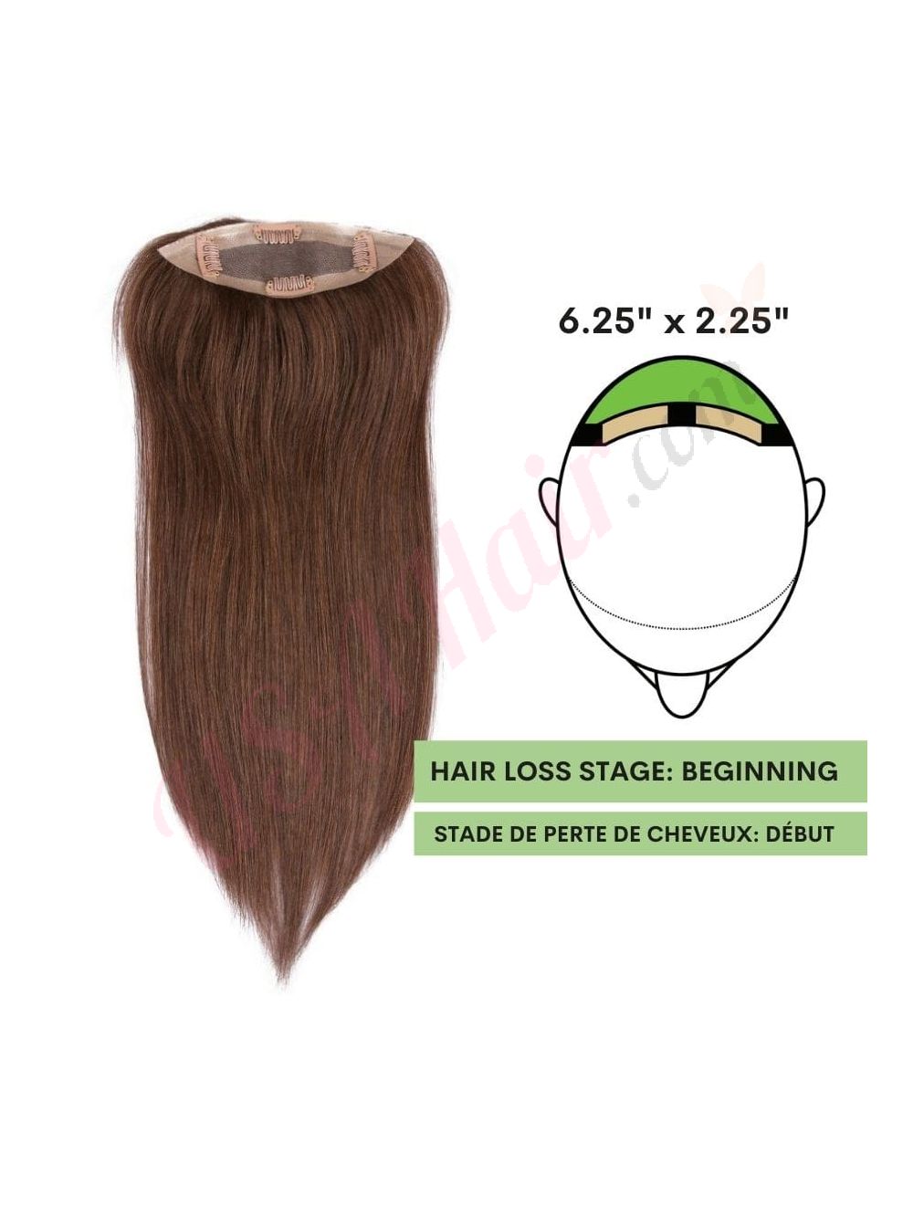 Dark Brown Topper for thinning hair crown area Remy Hair Dark Brown