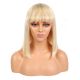 Lillian - Short Blonde Remy Human Hair Wig 14 Inches Bob Wig With Bang [Final Sale]