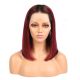 Skylar - Short Ombre Black Burgundy Remy Human Hair Wig 14 Inches Bob Wig 
