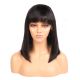 Aria - Short Black Remy Human Hair Wig 14 Inches Bob Wig With Bang