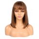 Ophelia #2 - Short Brunette Remy Human Hair Wig 14 Inches Bob Wig With Bang [Final Sale]