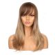 DM2031324-v4 - Long Dark Blonde Highlighted Synthetic Hair Wig With Bang